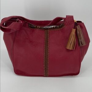 The Sak Huntley Red Leather Hobo Bag with Tassel Details NWOT